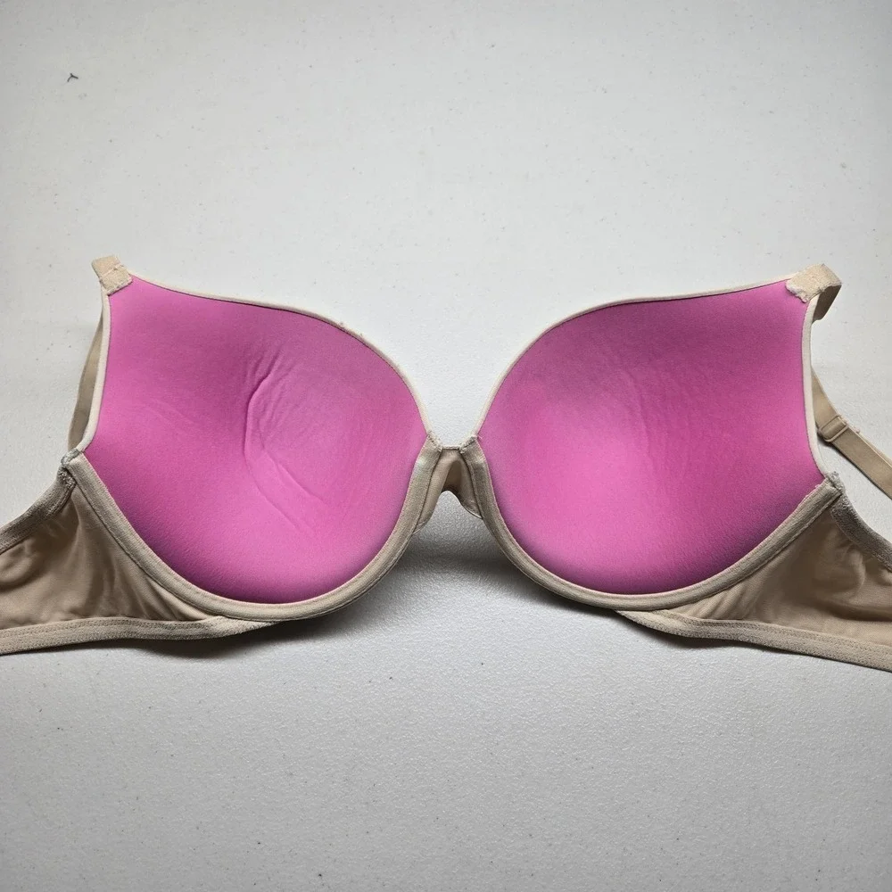 PINK Women Bra 38DD Beige Pink Lining‎ Push Up Underwired
